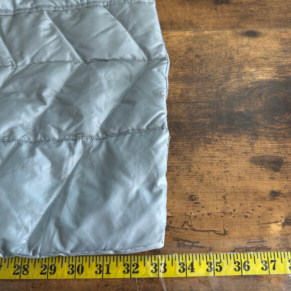 Lands End Down Feather Puffer Coat Sz Small Blue Gray Belted Gorpcore Travel EUC - Picture 6 of 14
